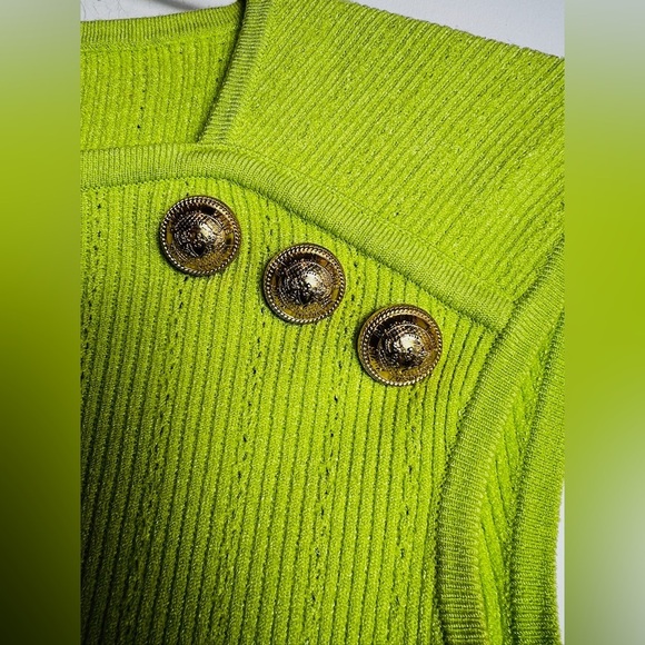 Balmain Neon Green Top Gold Button - Picture 8 of 11